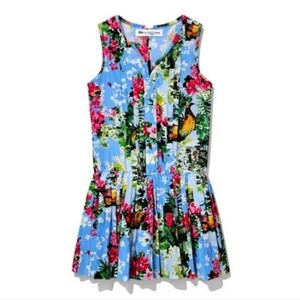 Juicy Couture Paradise Blue Sleeveless Hawaiian Floral Mini Dress Sz 4